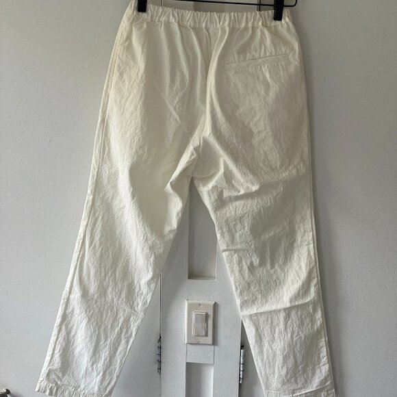 MAKIÉ Japan Cotton Elastic Waist Ankle Pants - White - Size Small - Picture 2 of 6